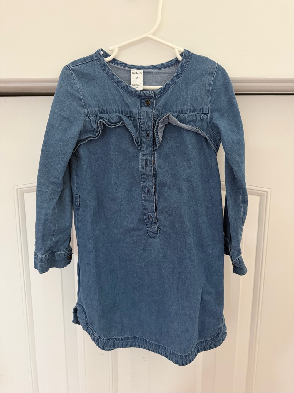 Carter's Chambray Ruffle Front Dress - Blue